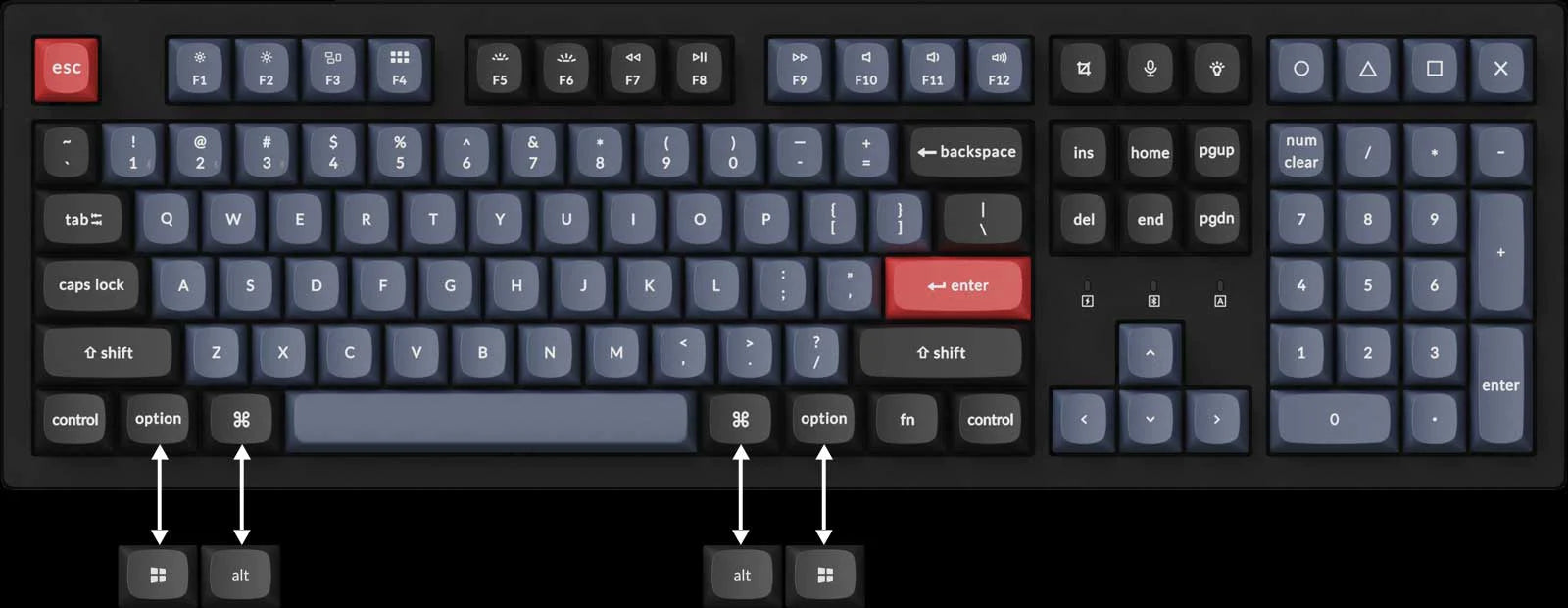 OSA Profile Double-shot PBT Keychron Q5 1800 compact Custom Mechanical Keyboard Keycap