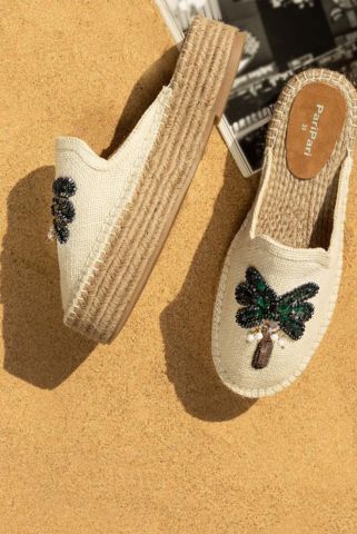 An image of Coco Off white Espadrilles Platforms featuring heels for women