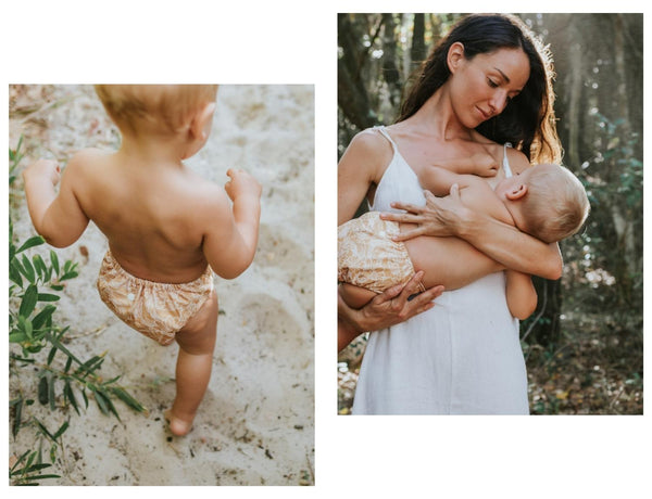 reusable cloth nappy beach mum and baby
