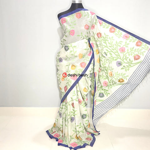 Cotton Linen Saree