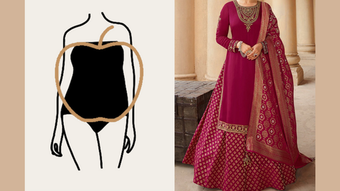 Lehenga design for apple shaped body