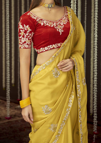 Color blocking in Saree