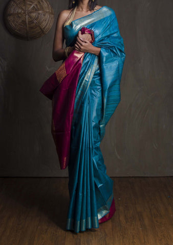 <img src="deshibesh.com" alt="Style of Saree- Tussar Silk">