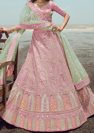 Buy Pink Embroidered Wedding Lehenga, Bridal Lengha Choli, Indian Bride,  Indian Wedding Dress, off White Wedding Dress, Flared Lehenga Skirt Online  in India - Etsy