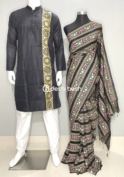 Couple set by Nitya nx cotton silk sarees with kurta Wholesale supplier and  dealer surat - NITYANX