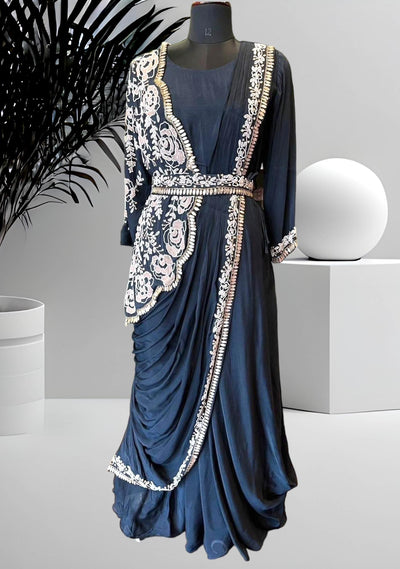 Buy Green Rich Pleated Fabric Saree Gown For Women by Tasuvure Indes Online  at Aza Fashions.