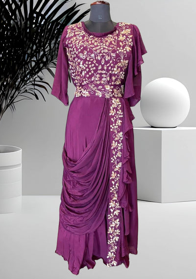 Beautiful Saree Style Draped Dress. | Gown party wear, Party wear indian  dresses, Designer party wear dresses