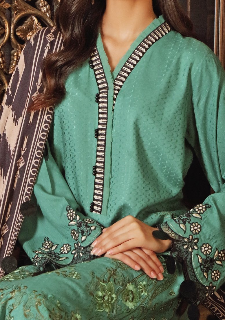 Charizma Embroidered Pakistani Marina Ikkat Winter Dress: Deshi Besh.