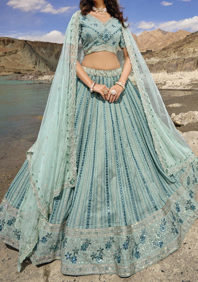 Subtle Sky Blue Lehenga Choli With Dupatta ,indian Designer Ready to Wear  Partywear Organza With Embroidery With Digital Print Lehenga Choli - Etsy  Israel