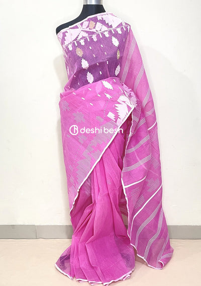 Buy Charkha Silk P.W.C.S LTD Handloom Women's Cotton silk Saree Jamdani  Boots With Running Blouse (Light Weight Beautiful Look Simple Saree) at