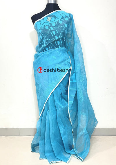 Buy Charkha Silk P.W.C.S LTD Handloom Women's Cotton silk Saree Jamdani  Boots With Running Blouse (Light Weight Beautiful Look Simple Saree) at