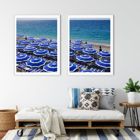 Trendy beach umbrella fine art photography print for coastal wall decor