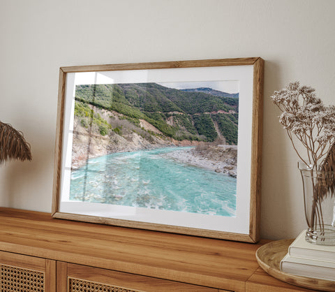 Landscape photography print of a wild mountain river