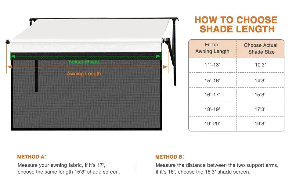 How to measure for RVMasking Splicing RV Awning Sun Shade Screen 7' x 10'3''