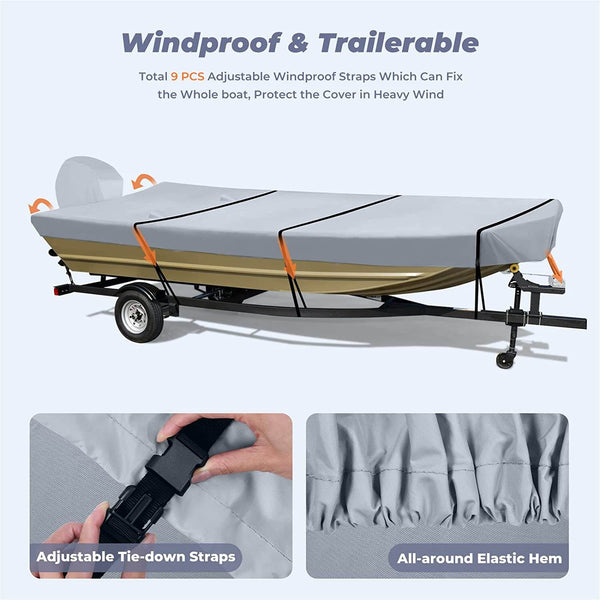 RVMasking Trailerable Polyester Jon Boat Cover Windproof Function