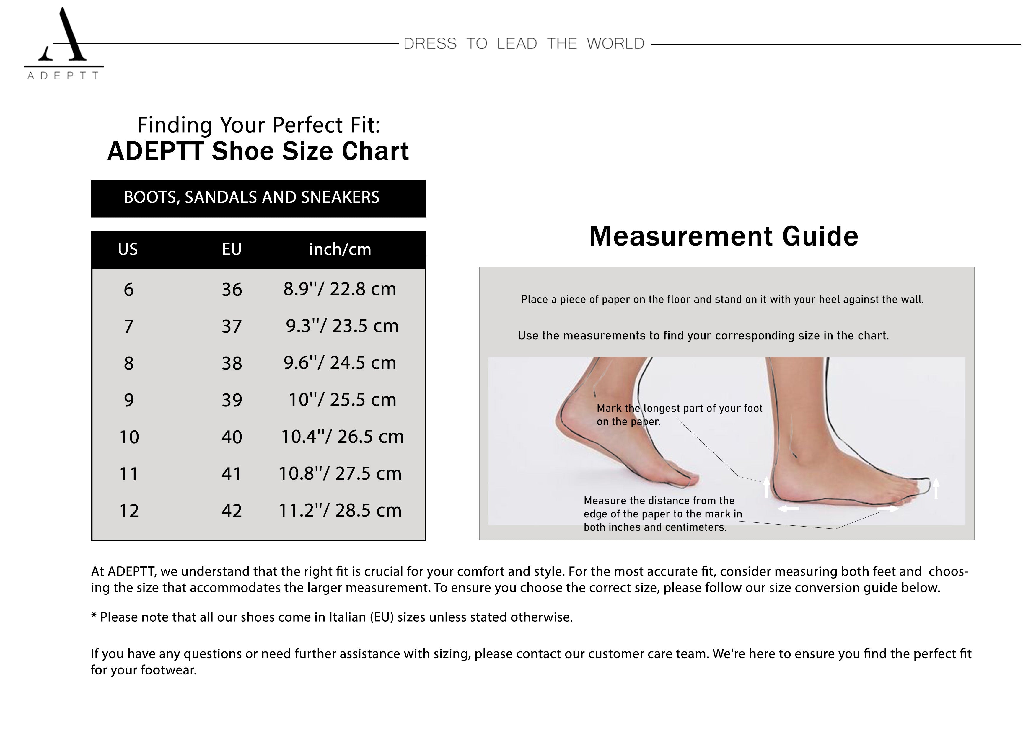 Shoe Size Chart – ADEPTT.COM