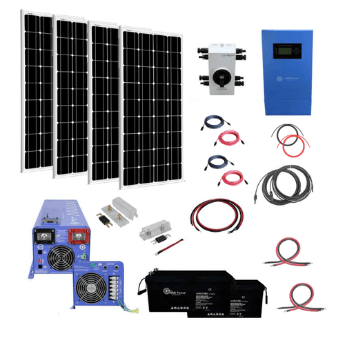 Complete Off-Grid Solar Kit 4,000W 12VDC 120/240 Output + 1,000