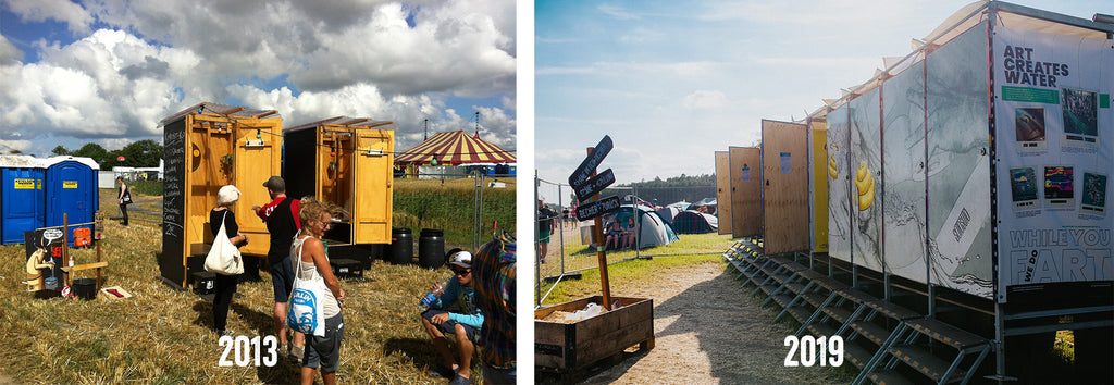 Festivaltoiletten von Goldeimer 2013 und 2019 im Vergleich