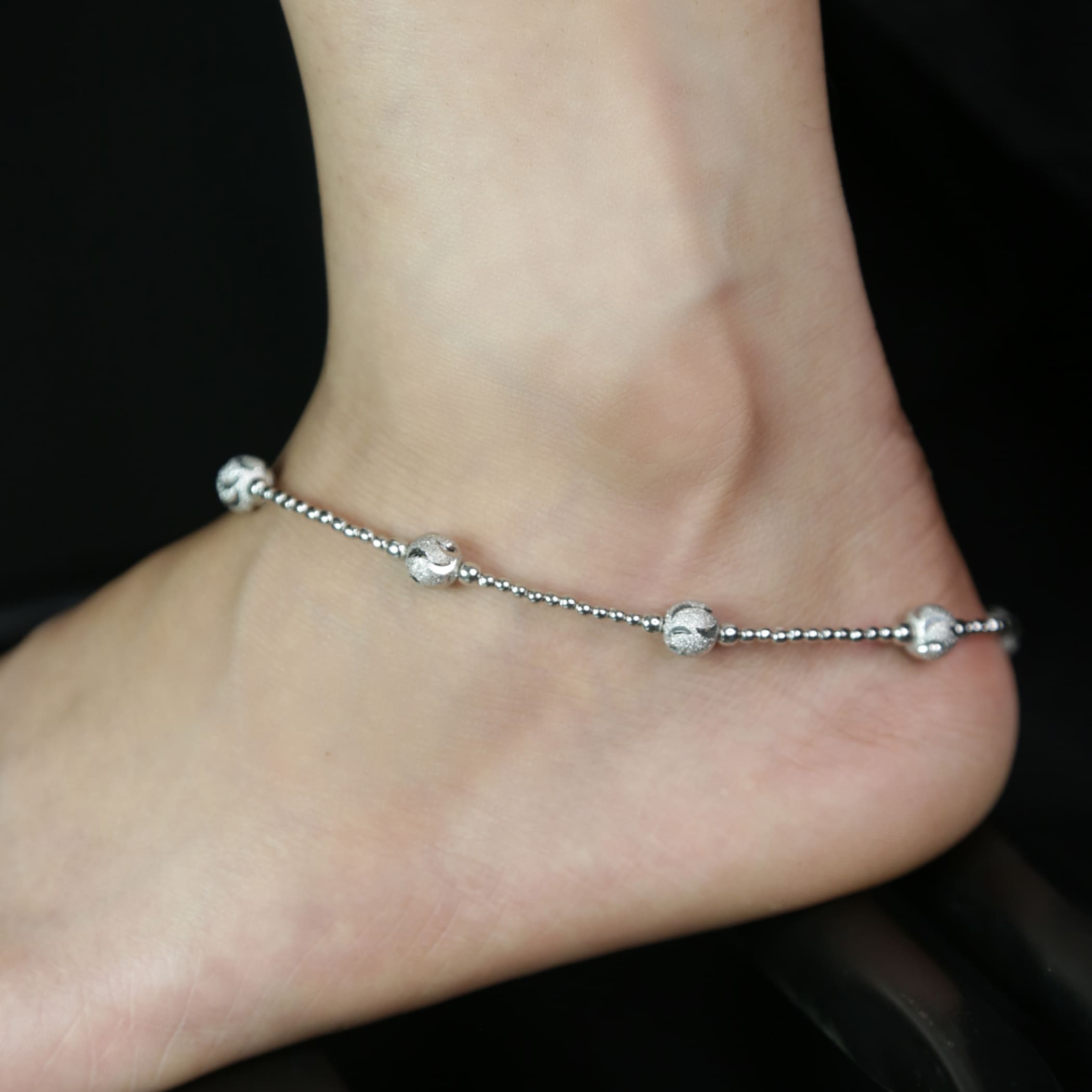 Buy Amberta925 Sterling Silver Adjustable Anklet - Classic Chain Ankle  Bracelets - 9