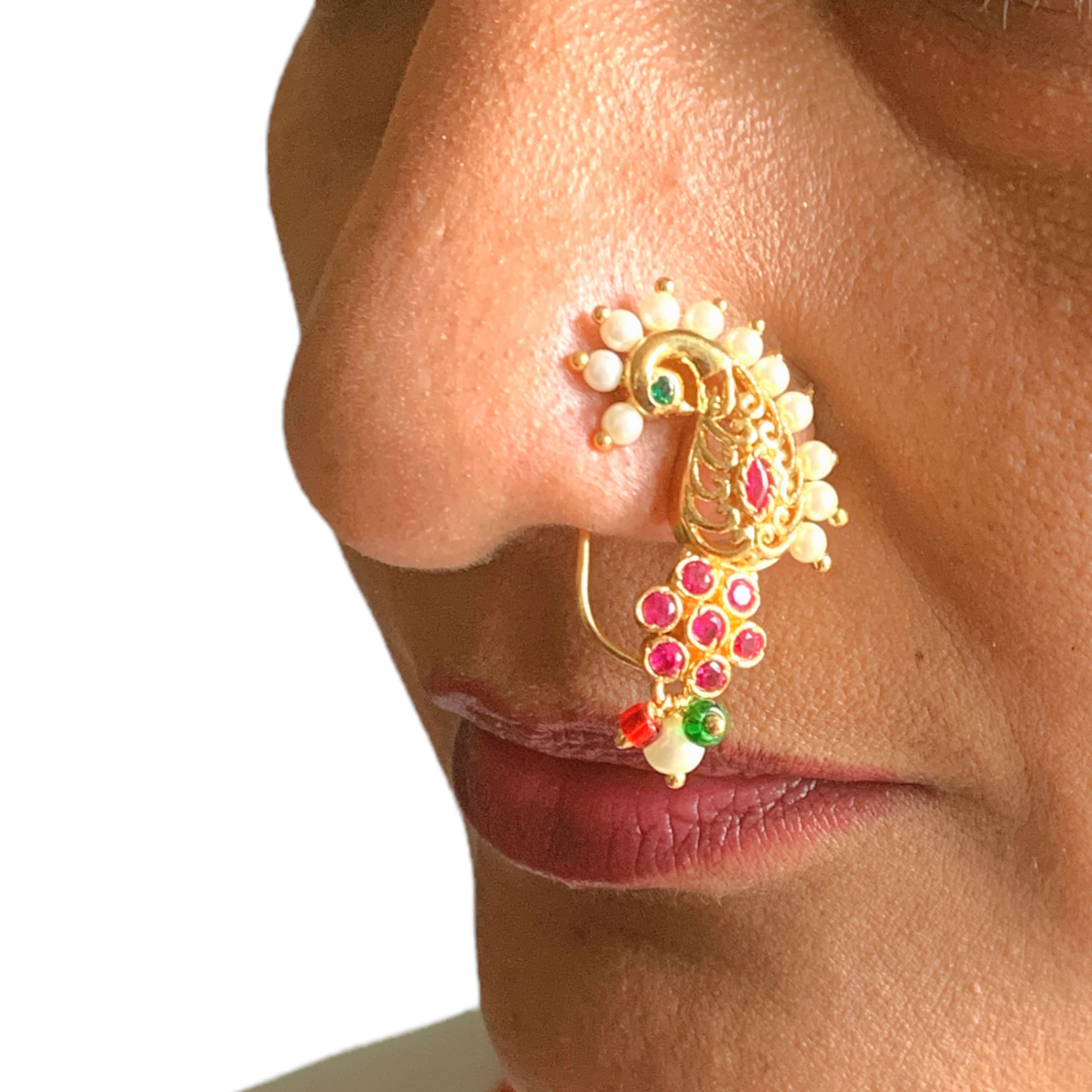 Buy Nose Stud U Shape Clip On Oxide Flower 925 Silver Nose Ring Hoop Non  Piercing Fake Stud Online at desertcartUAE