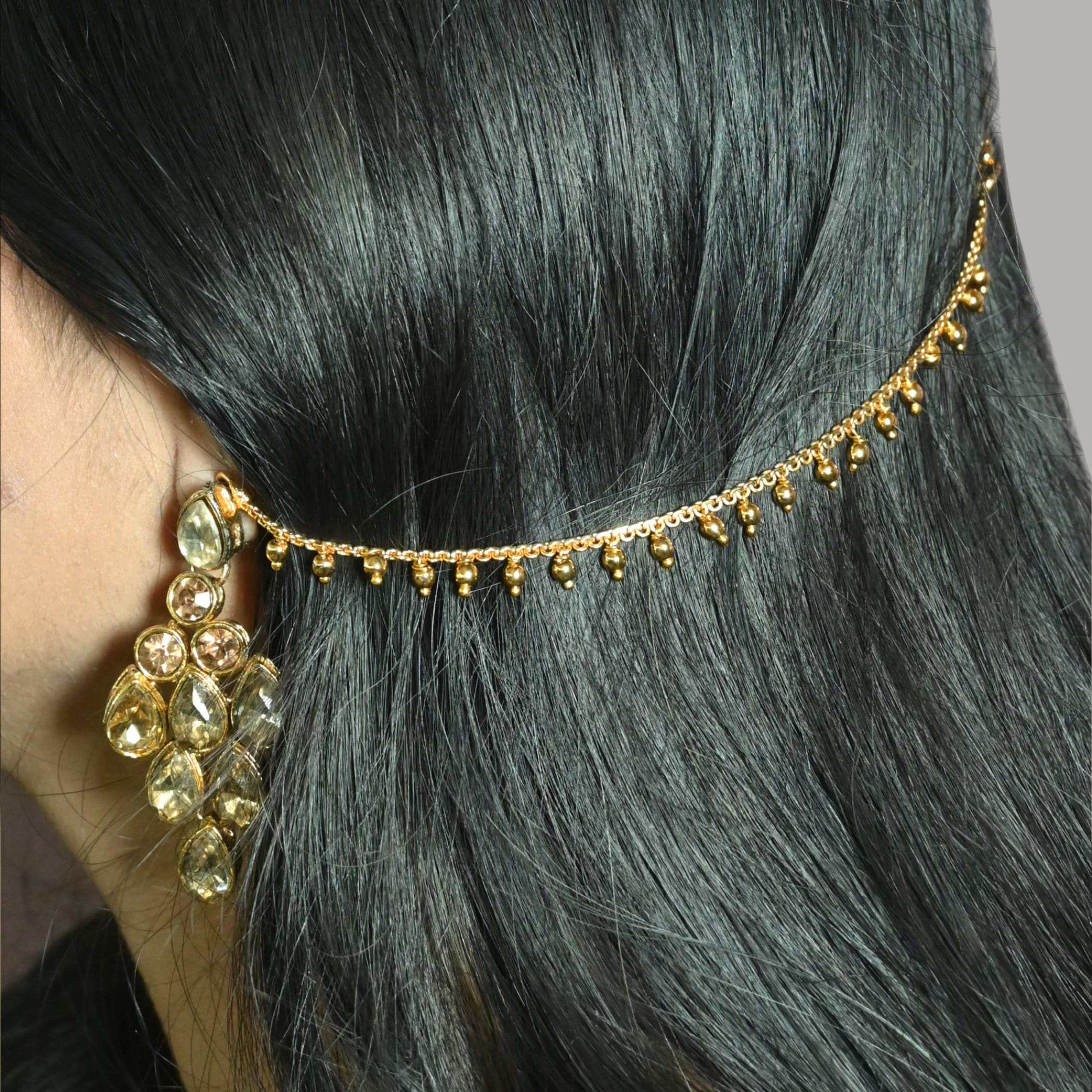 Gold Plated Silver Shikhi Jhumka Earrings with Chain