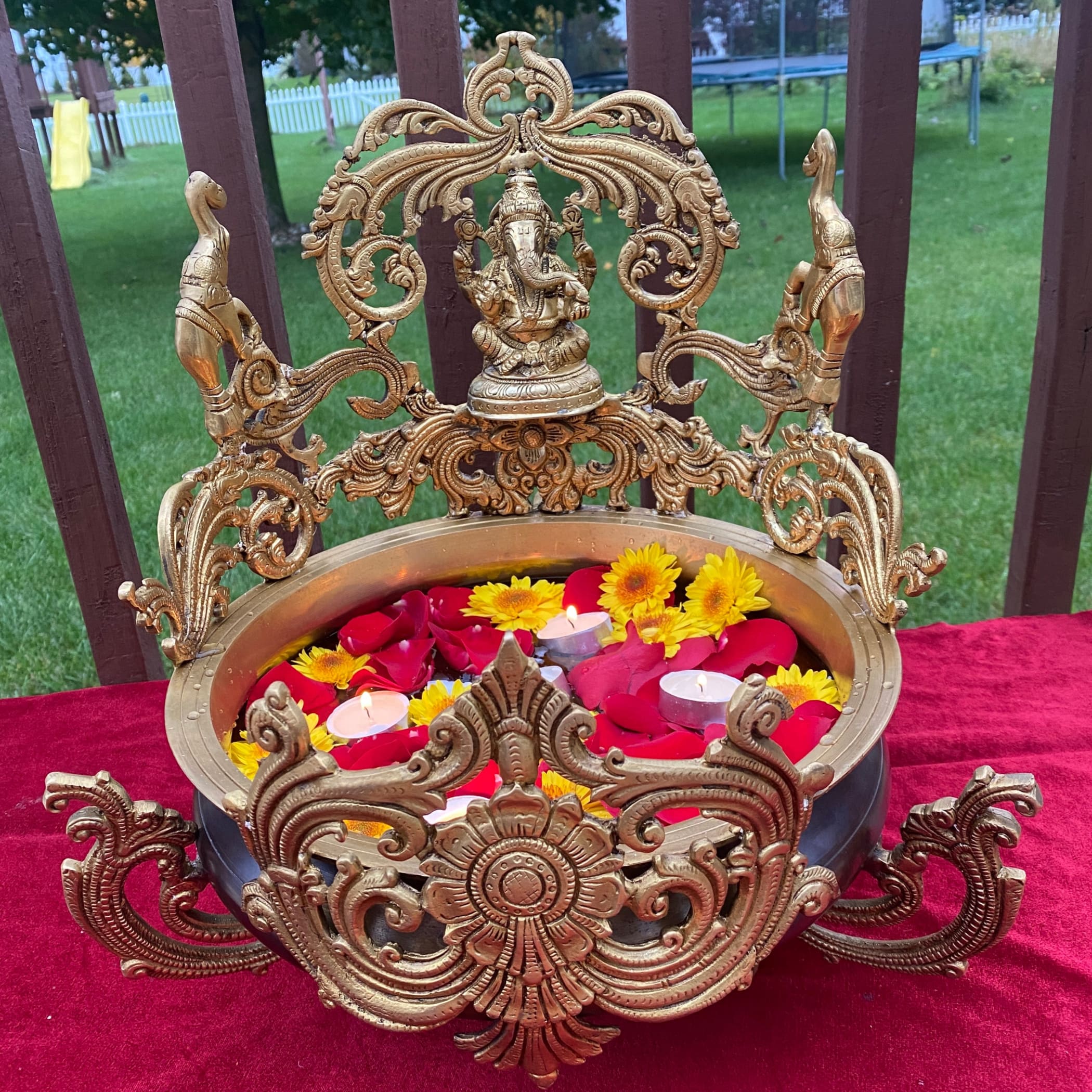 Traditional Brass Bell Urli bowl decor Intricate design Urli