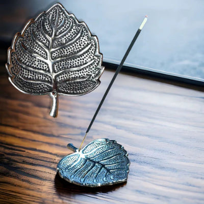Leaf shaped incense stick holder made of German silver.