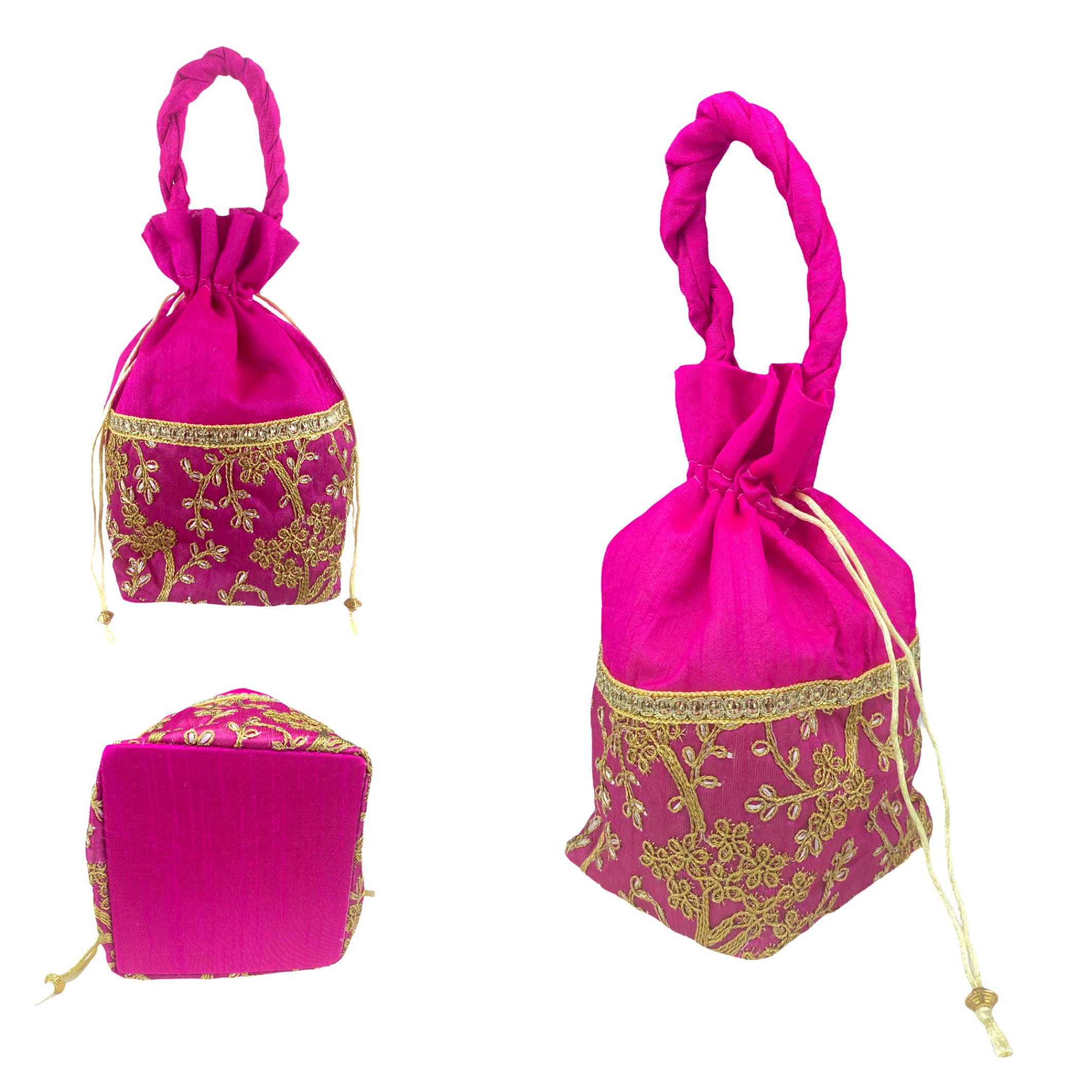 Elan Maroon Silk Bridal Potli Bag With Metal Sling, Designer and Evening  Bags for Women, Diwali Party Bags - Etsy