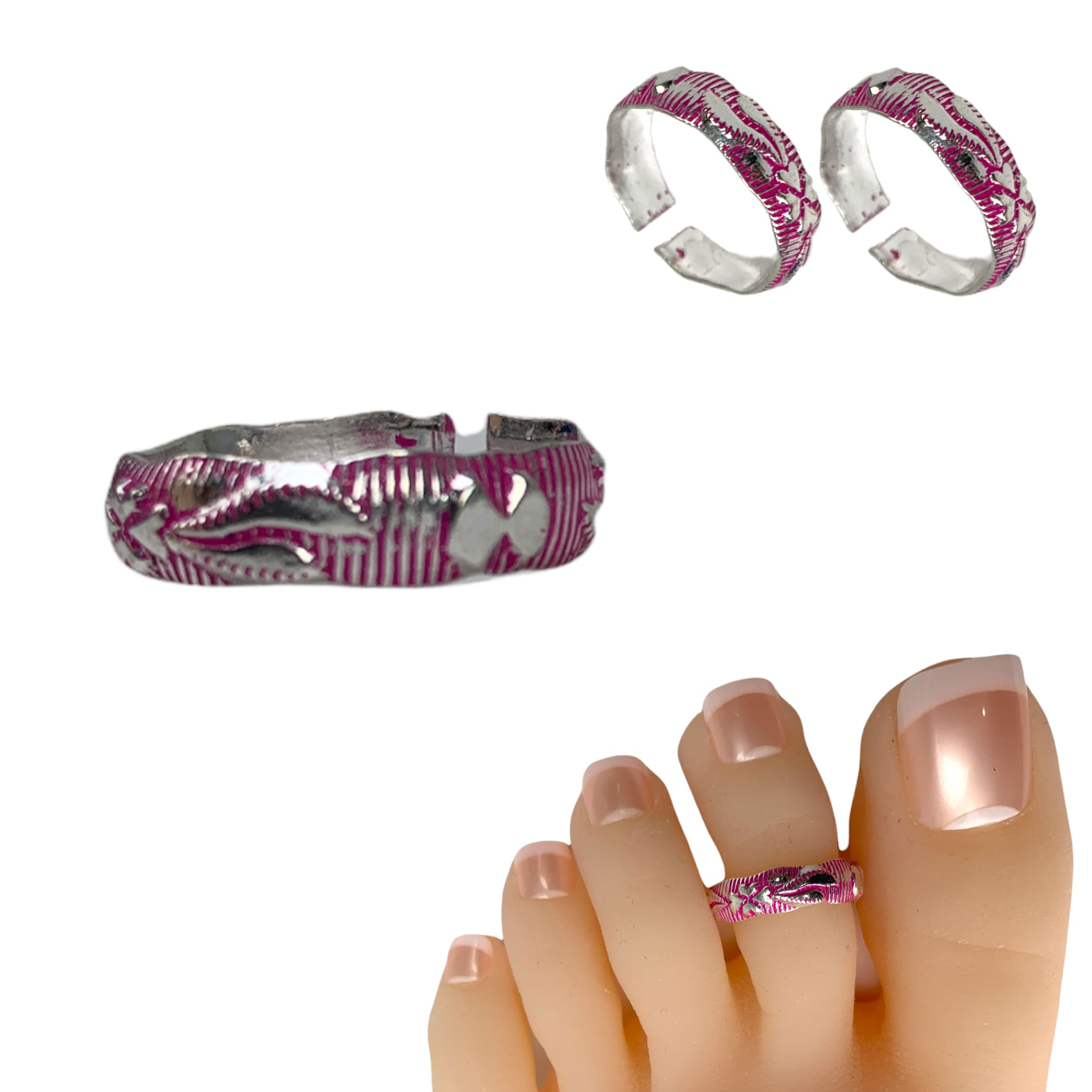 German Silver Stylish Designer Adjustable Toe Rings for Women and Girls. |  K M HandiCrafts India