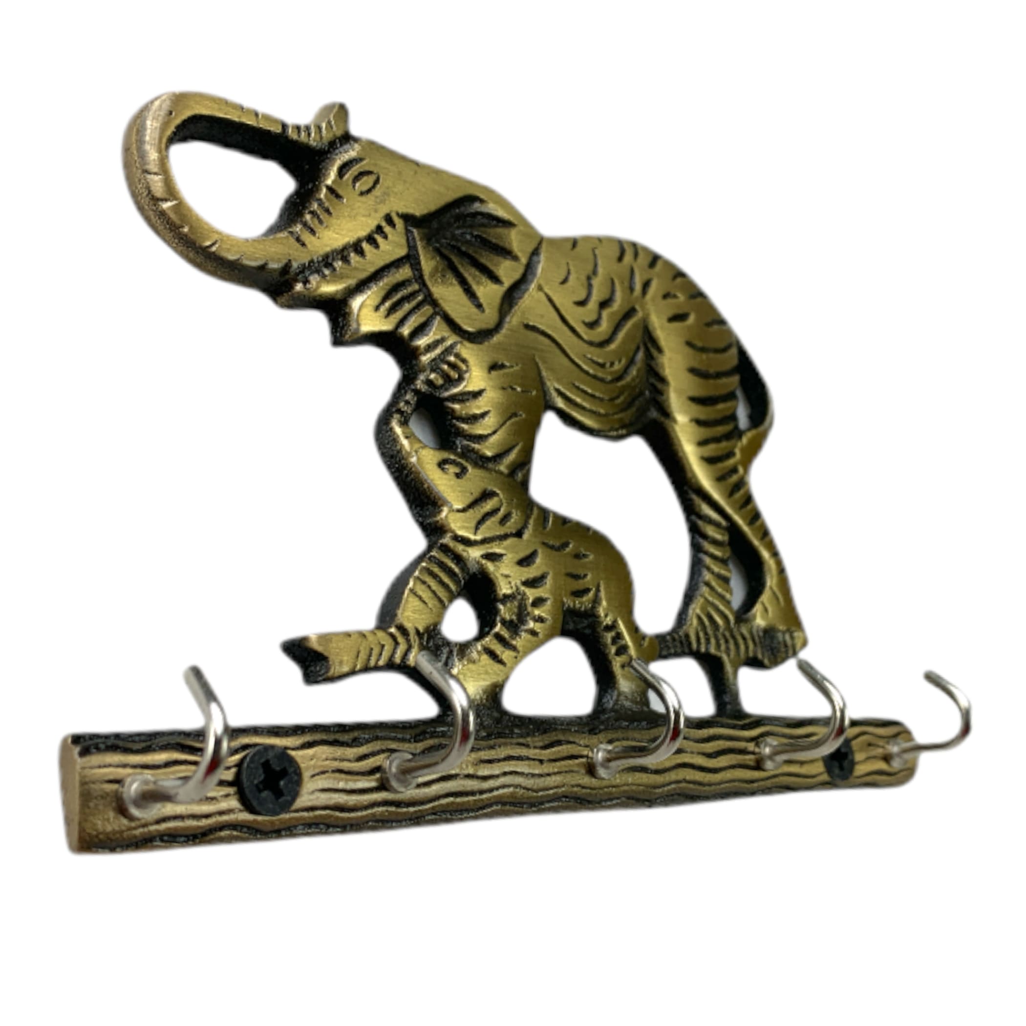 Pure Brass Elephant Nose Shape Keychain Keyring Ring Holder