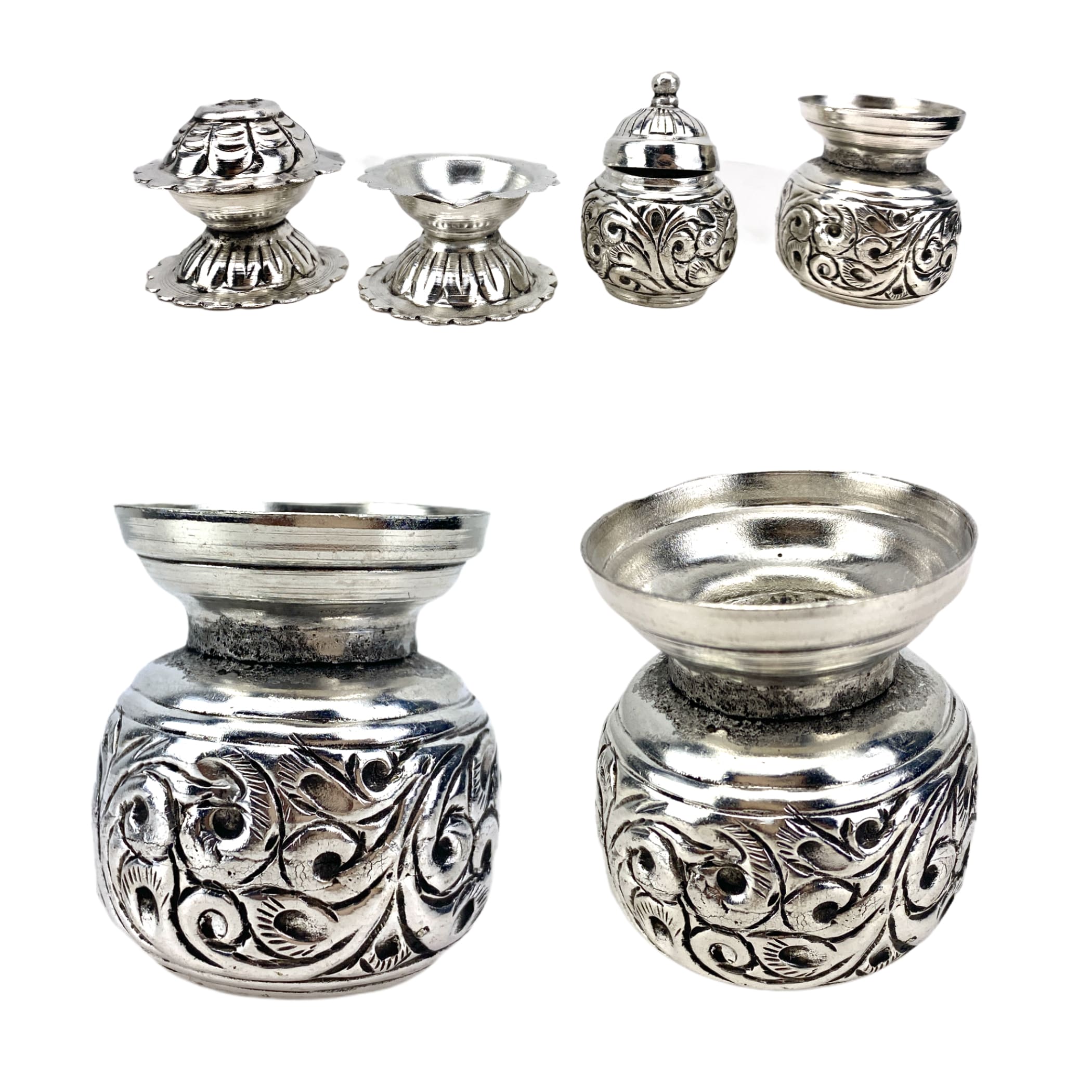 GOLDGIFTIDEAS Pure Silver Leaf Shape Diya for Home, Silver Pooja Items for  Gift, Silver Diya Lamp