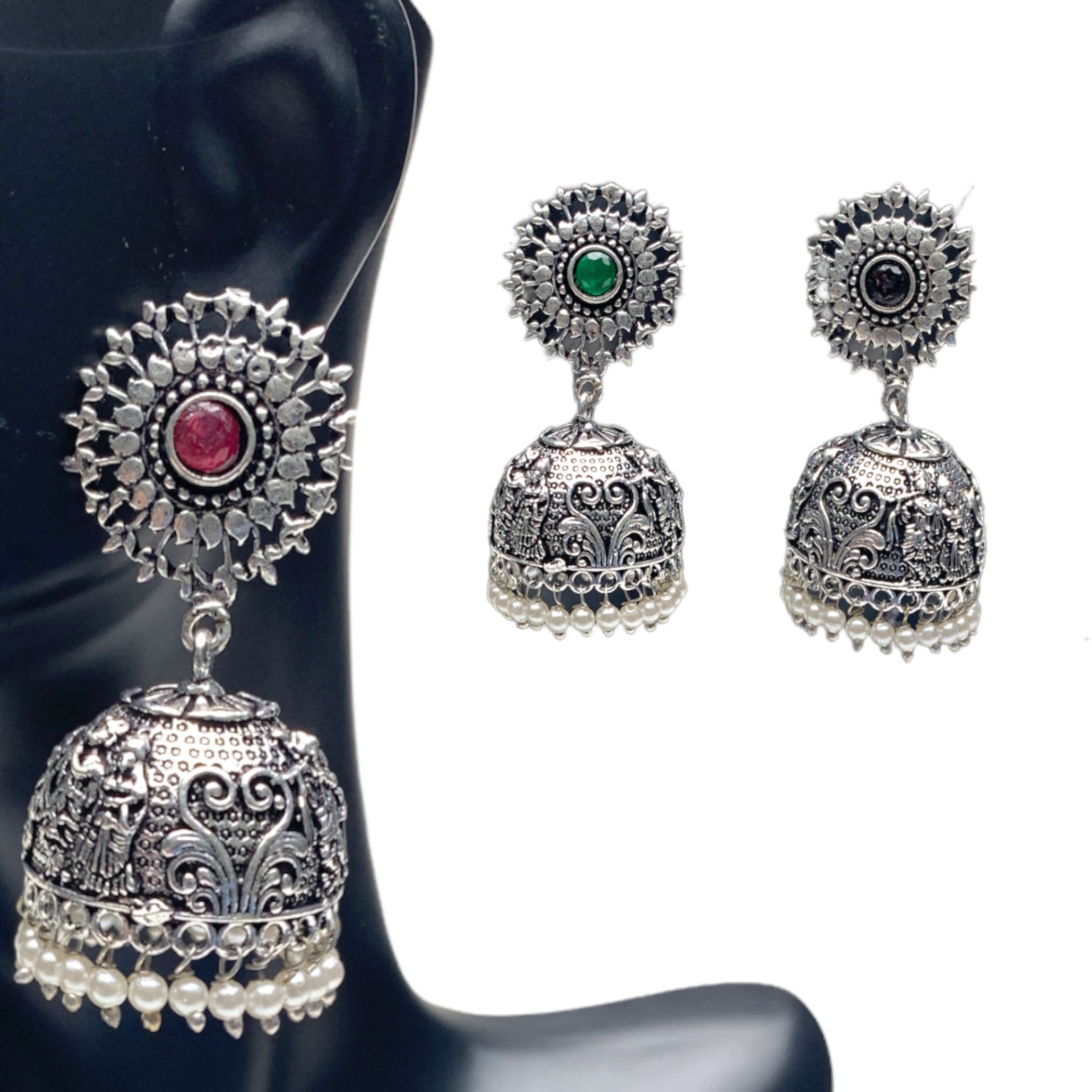 Peora Tribal Muse Collection Traditional Indian Antique Oxidised Silver  Stylish Afghan Jhumka Jhumki Earrings for Women Girls : Amazon.in: Jewellery