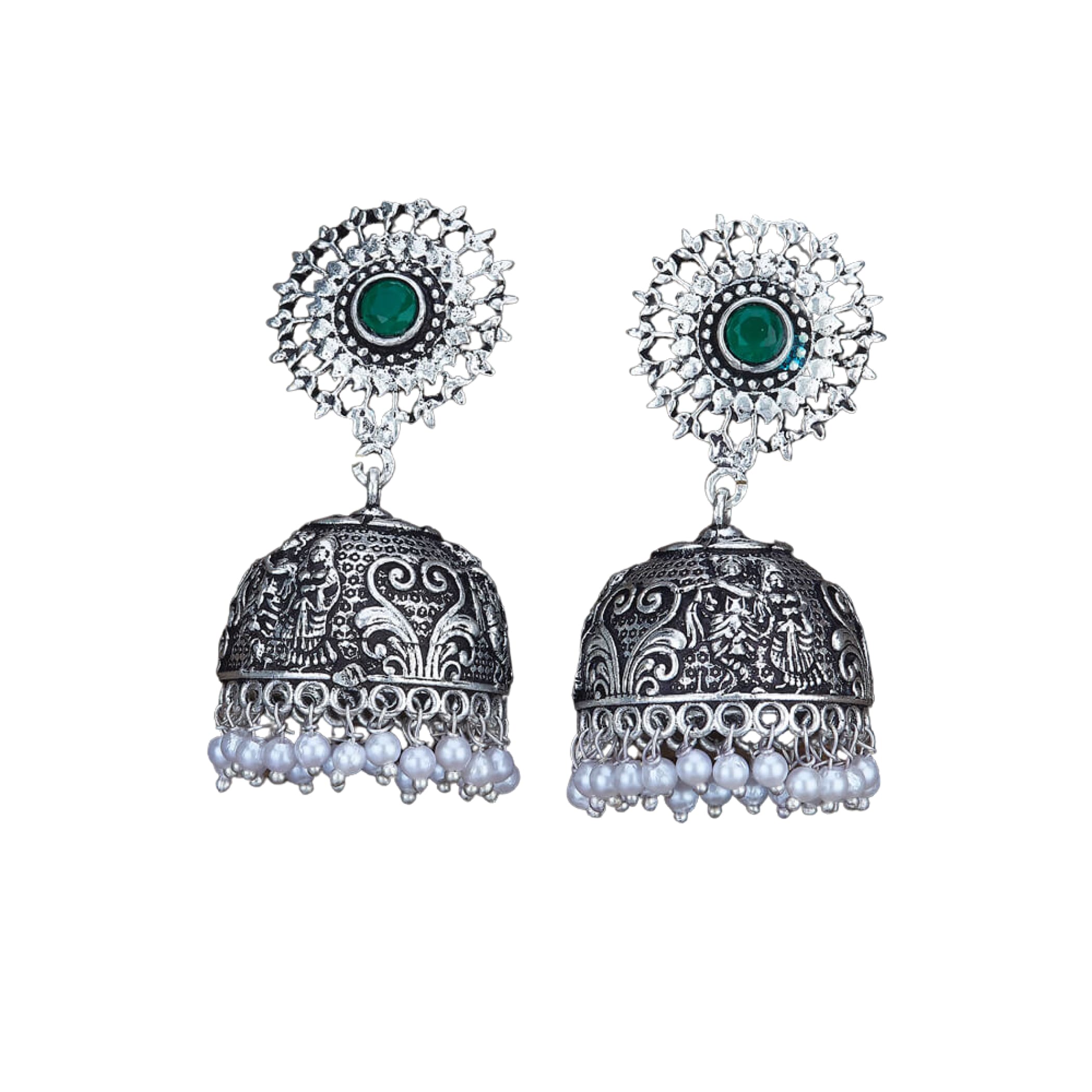 Indian oxidised chandelier earrings jhumki pakistani jewelry