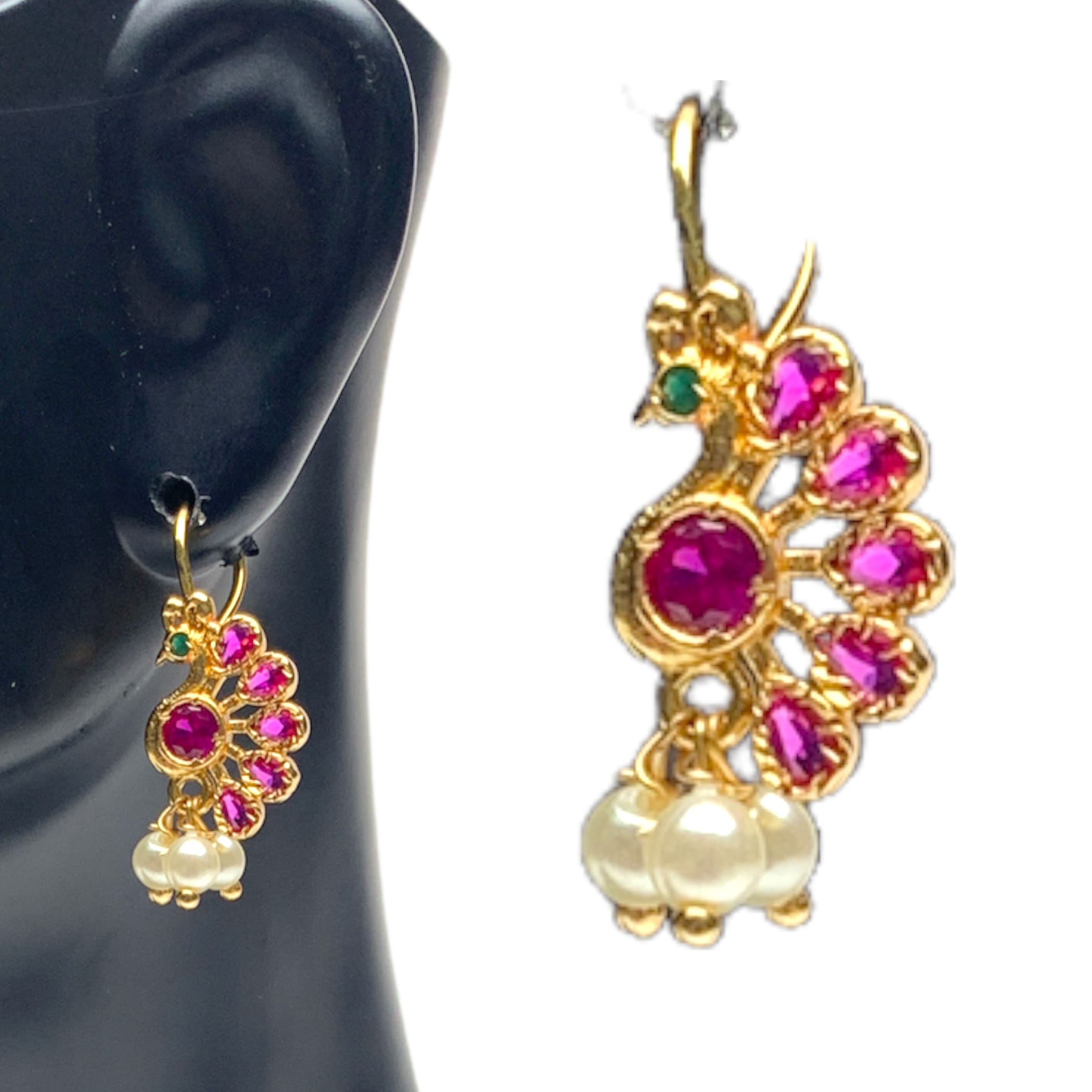 Designer 22kt 1gm gold plated Ruby/Emerald Stone Studded Jhumka/Jhumki –  Griiham