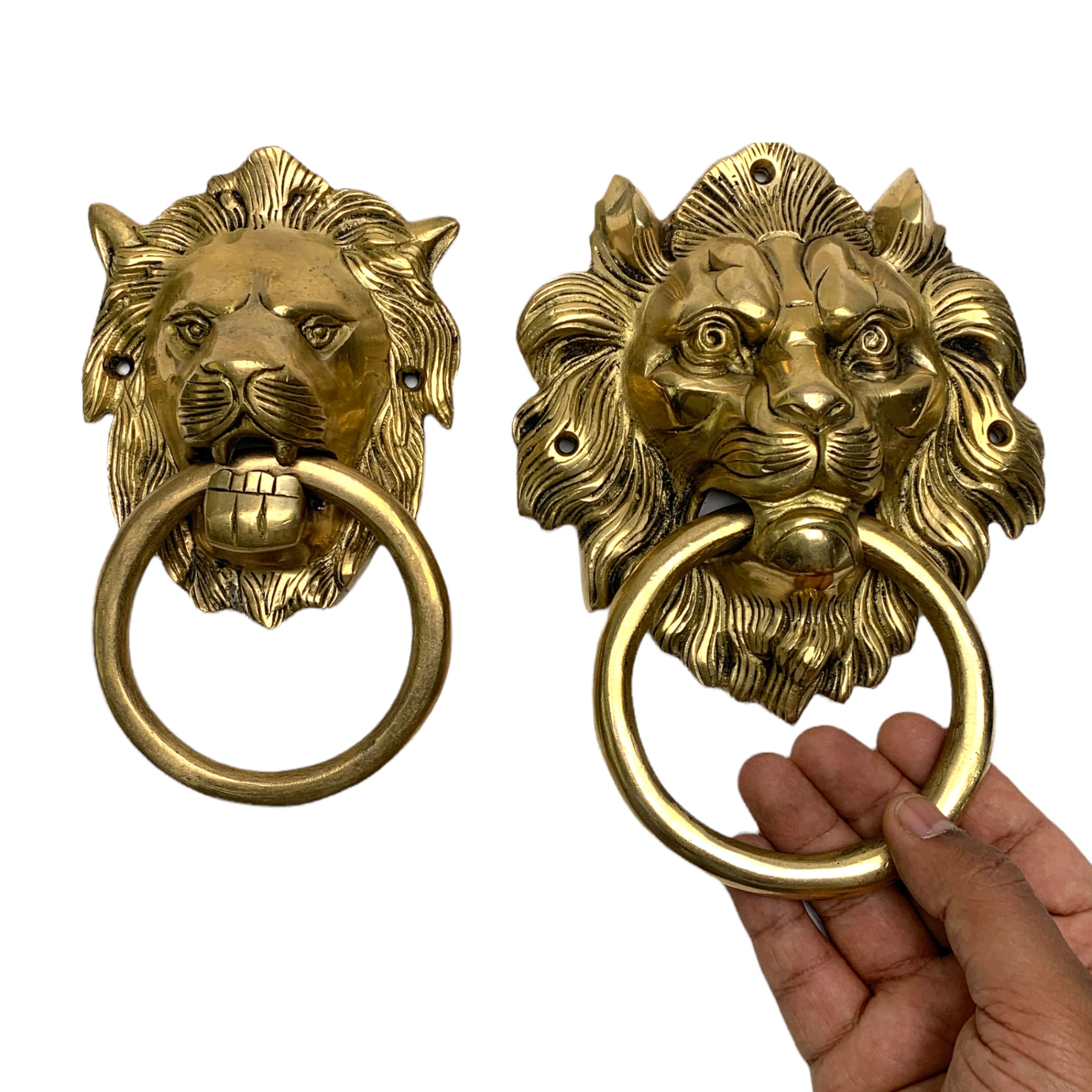 Lions Head Door Knocker in Aged Brass