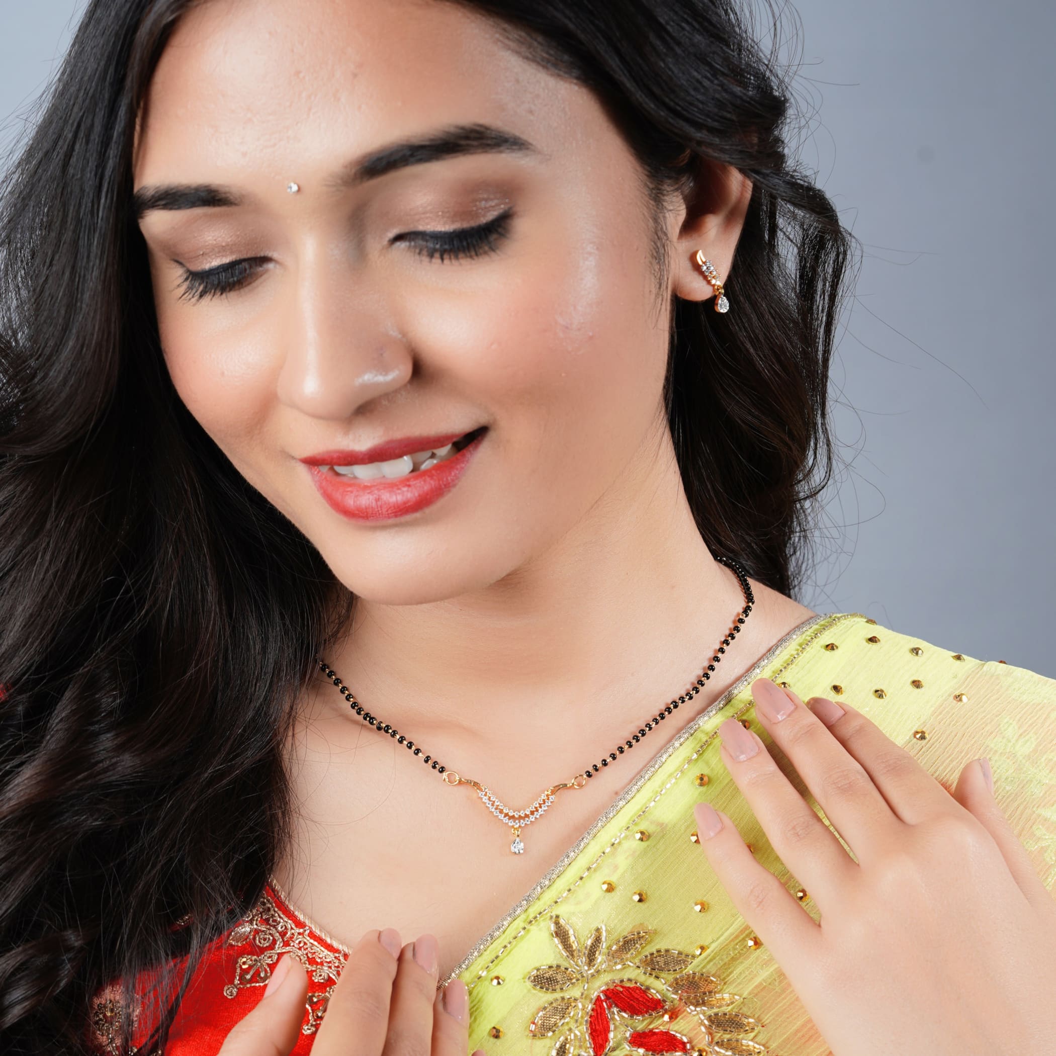 South Indian Style Mangalsutra With Earrings