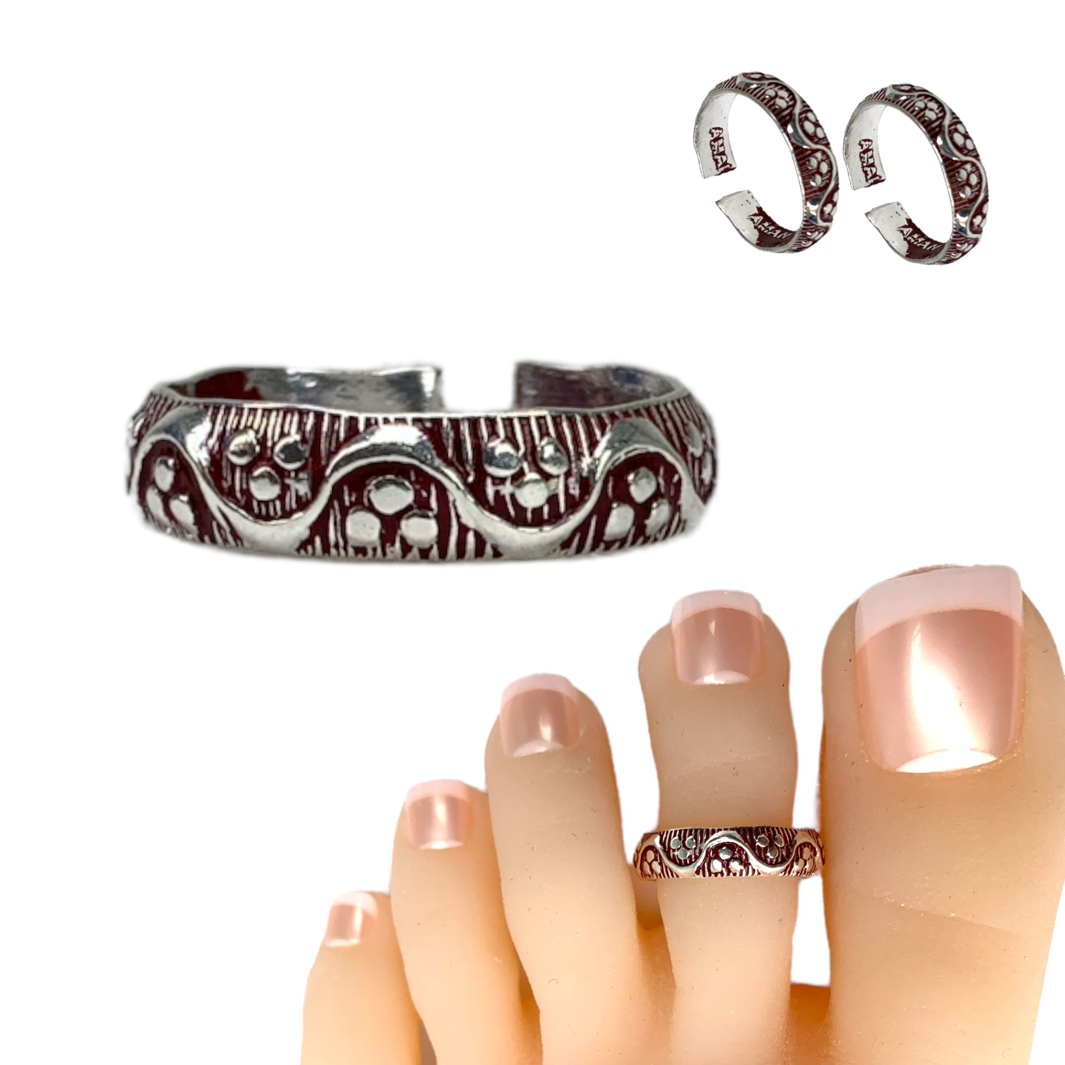 Anuradha Art Silver Finish Traditional Toe Ring|Bichudi Bichua for Marride  Women|Trendy Toe Ring : Amazon.in: Jewellery