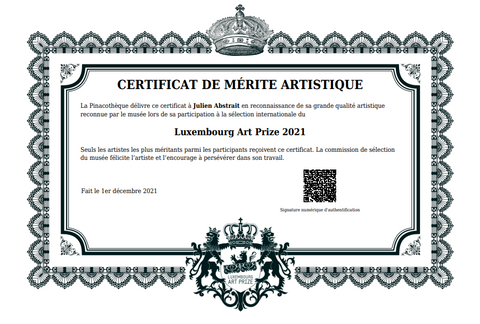 Certificat Luxembourg Art Prize 2021