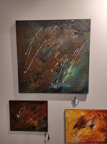 Peintures "Magestic", "Attraction" et "Mars" exposées au salon Art3f LUXEXPO THE BOX