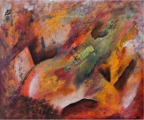 Tableau abstrait multicolore à vendre de l'artiste peintre coté Julien Abstrait