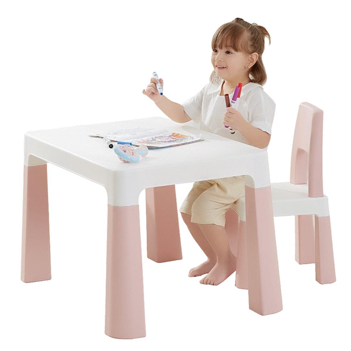 Children Table & Chair Set - Kids Plastic Drawing Writing/Dining Desk