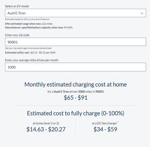 combien ça coûte de recharger un VE