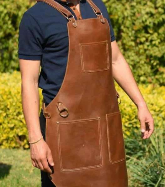 Multi-Pocket Brown Leather Apron  Woodworking, Cooking, Blacksmithing –  MAHI Leather