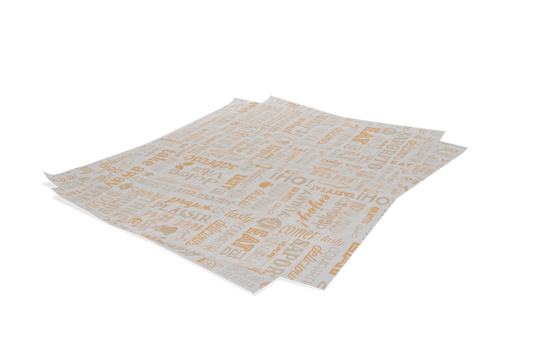 Greaseproof paper 31x38cm burger sheets orange parole FSC®Mix BIO