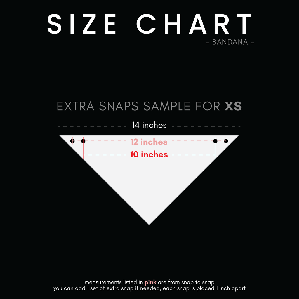 Size Chart Bandana = Extra Snaps Sample