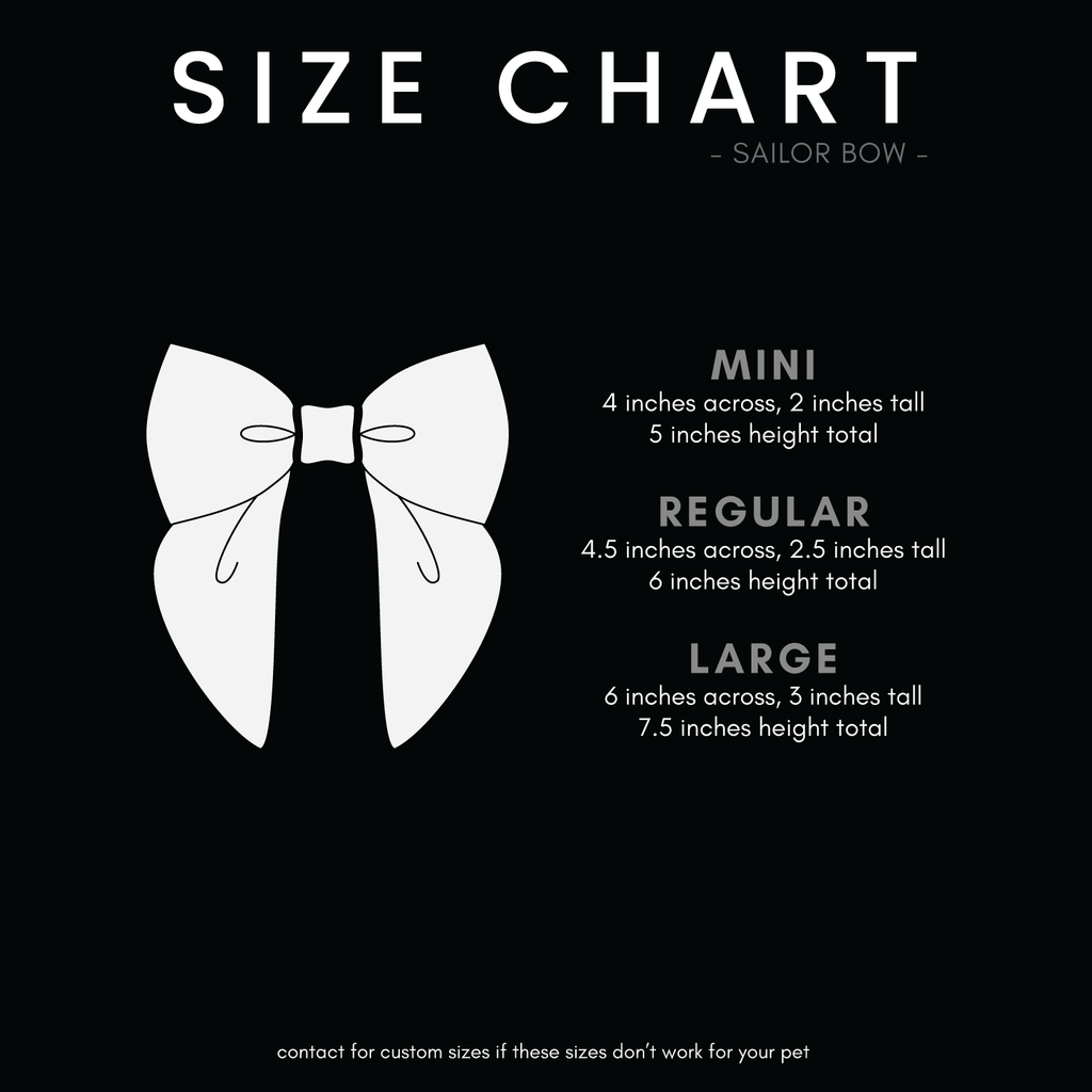 Size Chart Sailor Bows