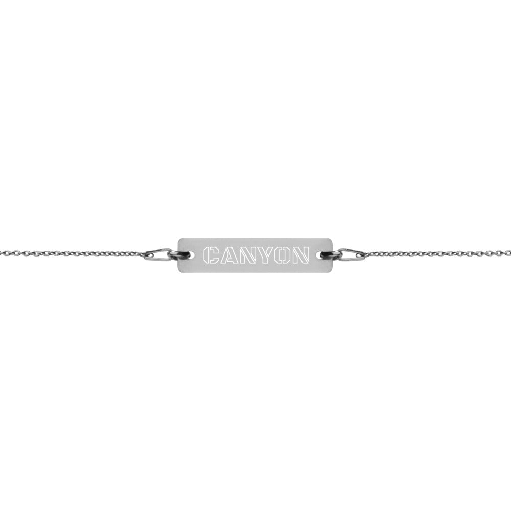 Canyon Engraved Silver Bar Chain Bracelet