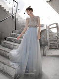 vigocouture-Beaded Cap Sleeve Prom Dress 20235-Prom Dresses-vigocouture-Light Blue-US2-