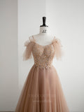 vigocouture-Blush Beaded Spaghetti Strap Prom Dress 20651-Prom Dresses-vigocouture-