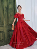 vigocouture-Red Sparkly Satin Prom Dresses Strapless Bow Formal Dresses 21038-Prom Dresses-vigocouture-